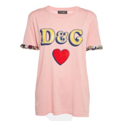 Женская футболка Pre-Owned Dolce & Gabbana Logo Print Jersey Crewneck