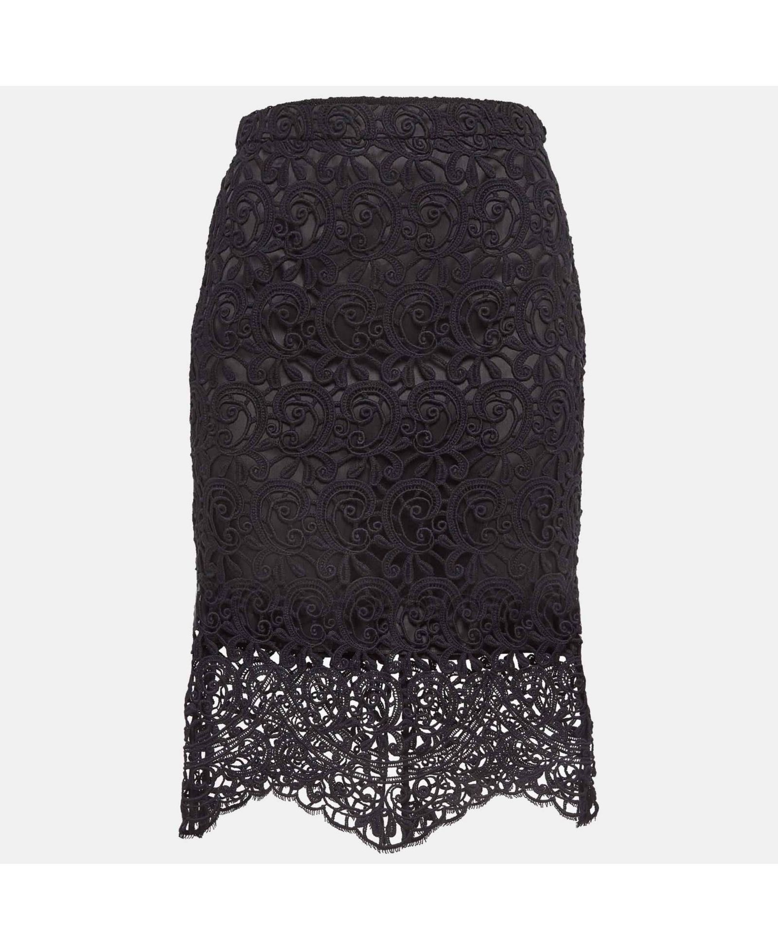 Pre-Owned Burberry Women's Black Lace Pencil Midi Skirt