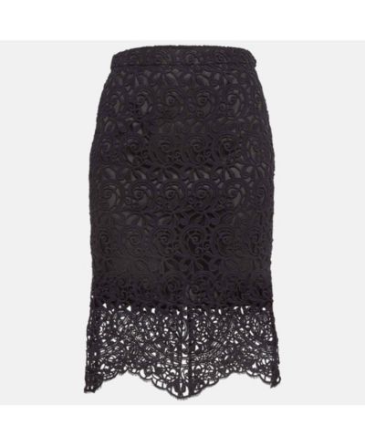 Pre-Owned Burberry Women's Black Lace Pencil Midi Skirt