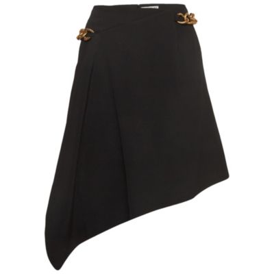 Pre-Owned Givenchy Women's Black Chain Belted Gabardine Asymmetrical Mini Skirt
