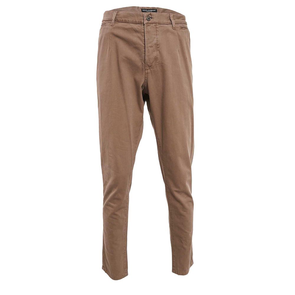 Мужские брюки Pre-Owned Dolce & Gabbana Brown Herringbone Cotton