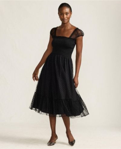 Lands' End Women's Flocked Chiffon Midi Dress