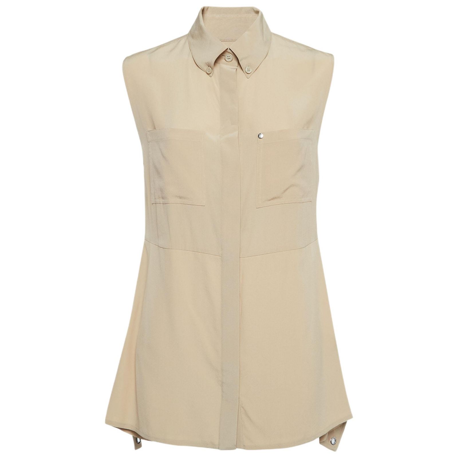 Pre-Owned Burberry Women's Beige Silk Buttoned A-Line Sleeveless Shirt Blouse