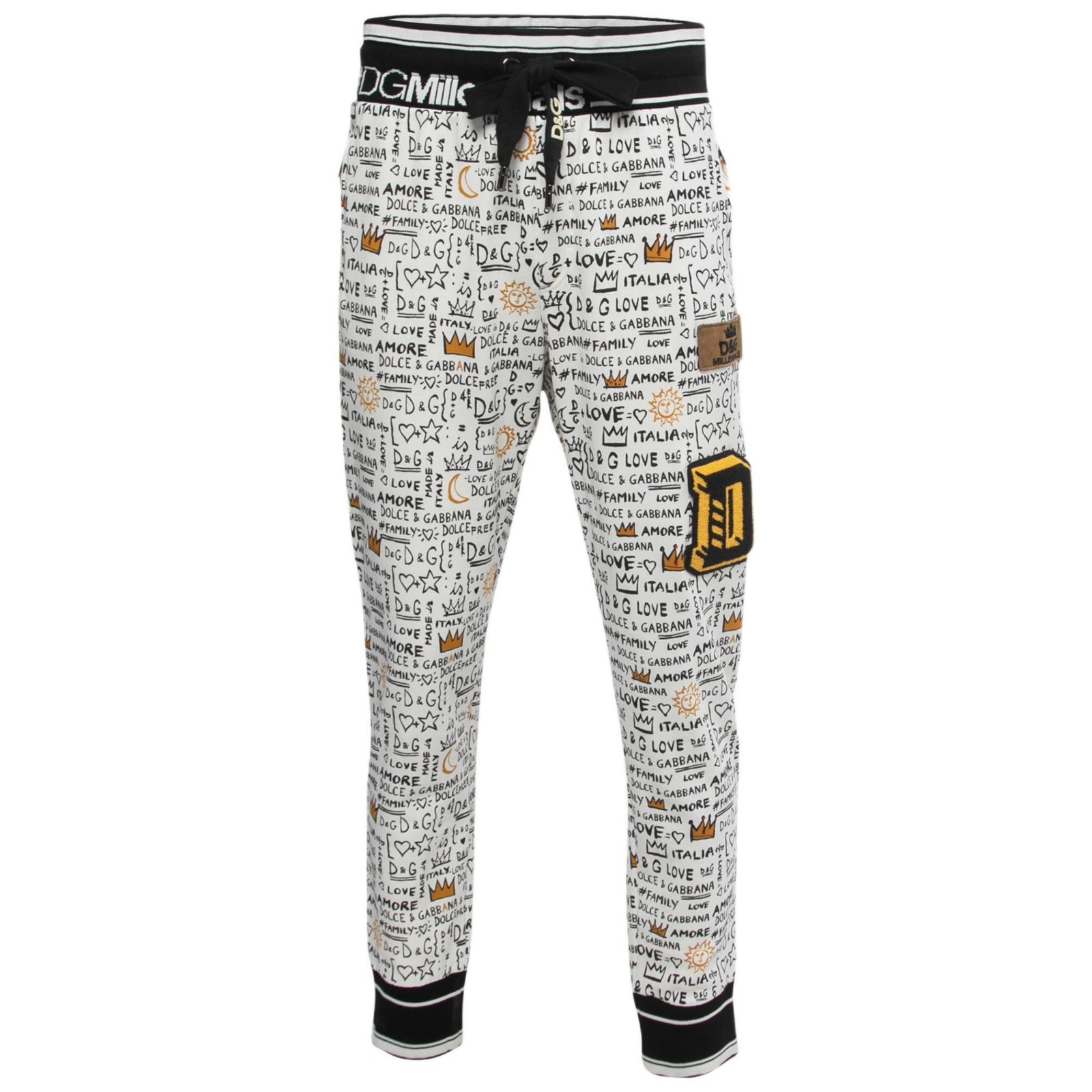 Pre-Owned Dolce & Gabbana Women's White Printed Cotton Knit Joggers