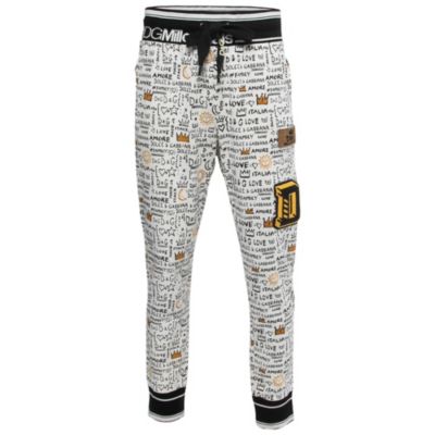 Pre-Owned Dolce & Gabbana Women's White Printed Cotton Knit Joggers