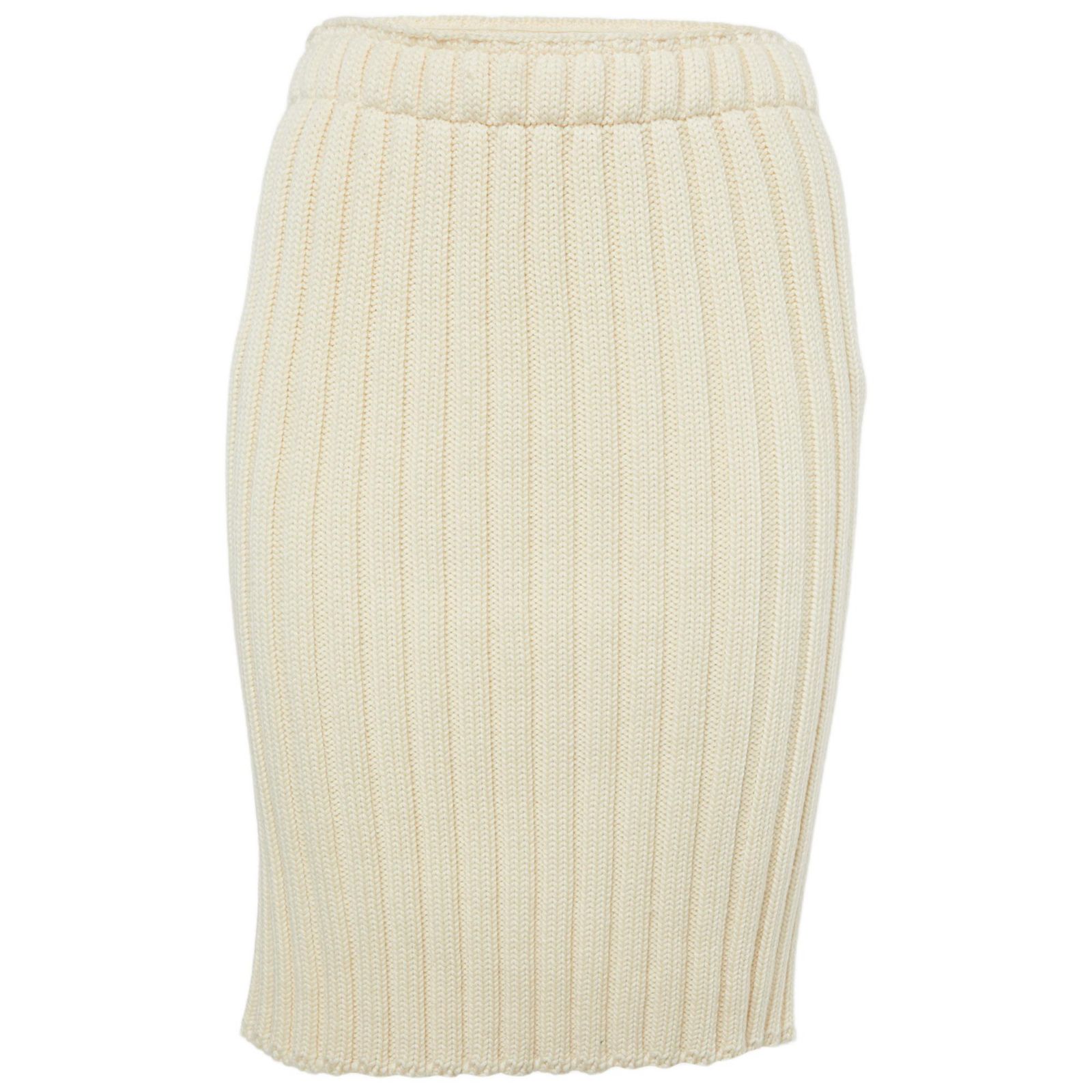 Pre-Owned Dolce & Gabbana Women's Cream Rib Knit Pencil Skirt