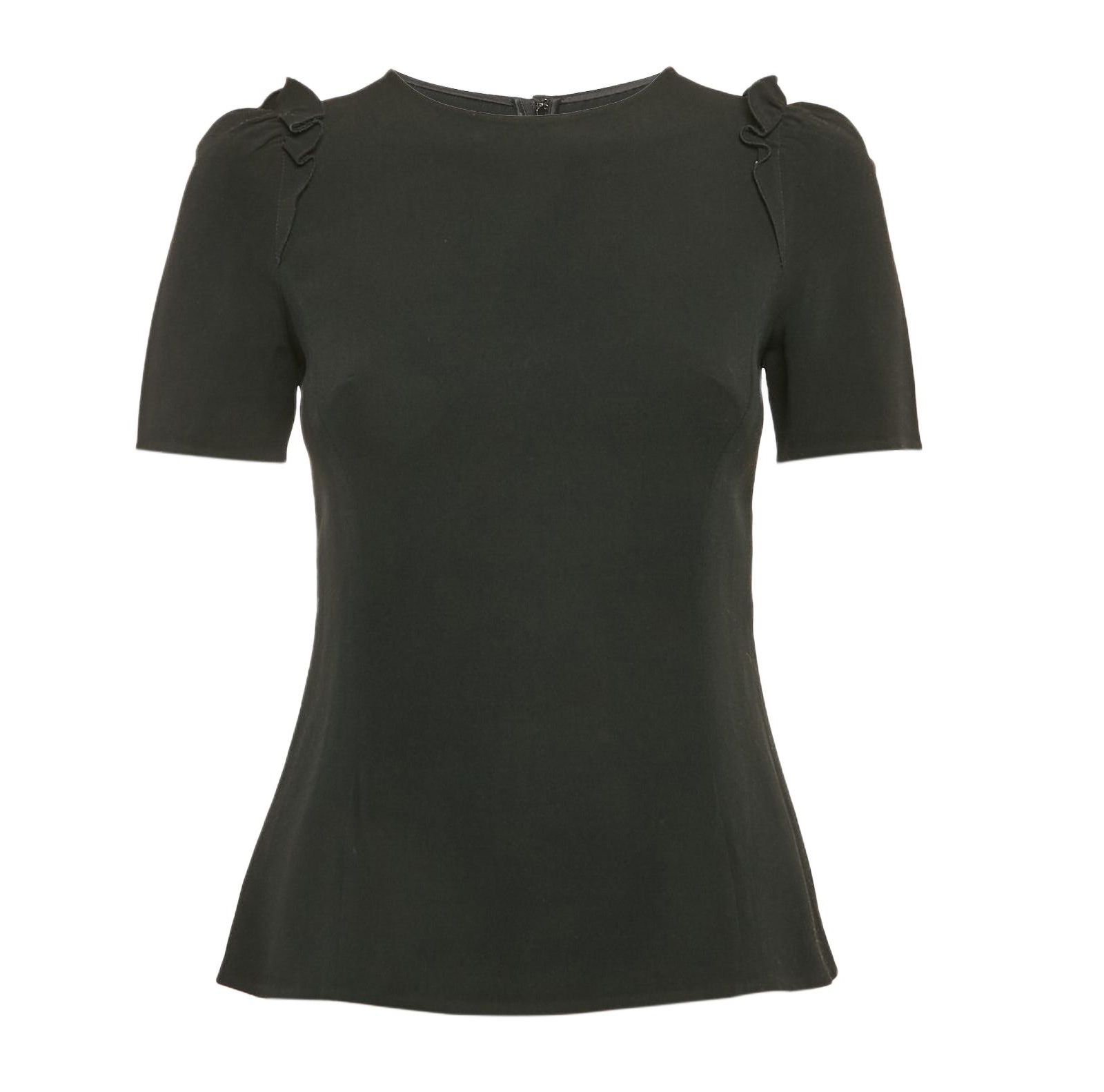 Pre-Owned Dolce & Gabbana Women's Black Crepe Ruffled Top