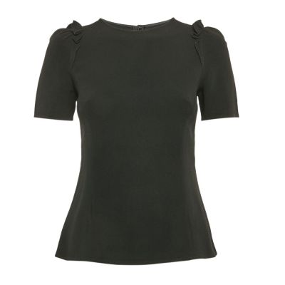 Pre-Owned Dolce & Gabbana Women's Black Crepe Ruffled Top