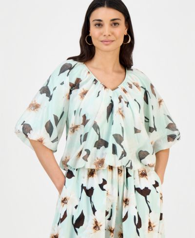 Блузка I.N.C. International Concepts Petite Puff-Sleeve Bubble