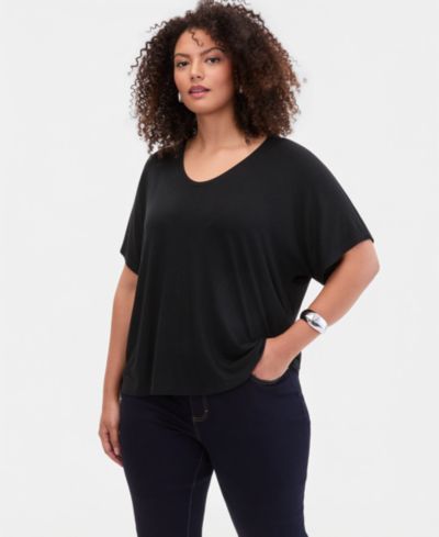 I.N.C. International Concepts Plus Size Embellished Scoop-Neck T-Shirt, Macy's Exclusive