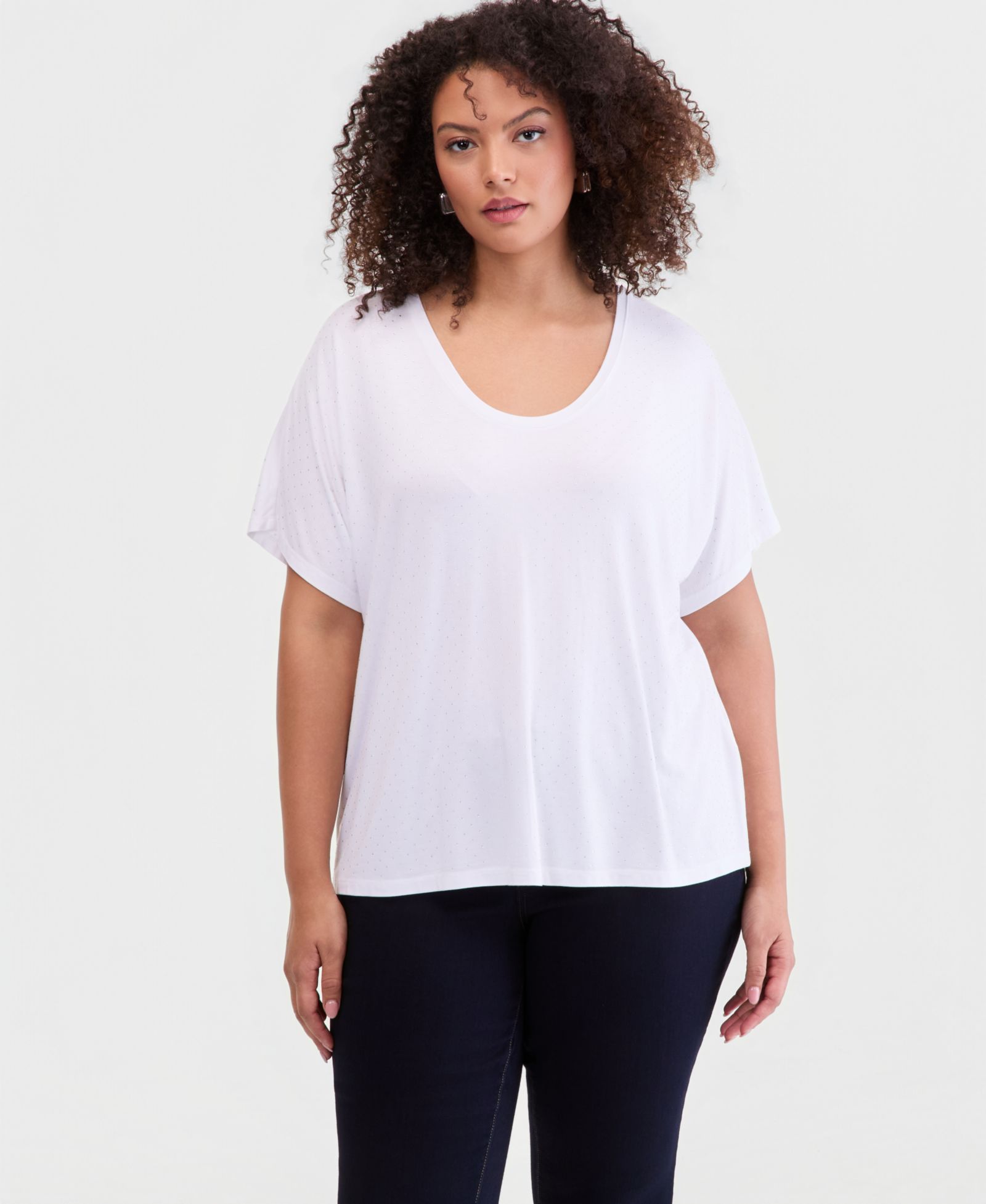 Женская футболка I.N.C. International Concepts Plus Size Embellished Scoop-Neck