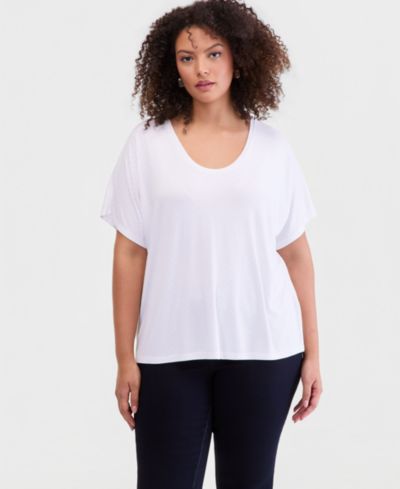 Женская футболка I.N.C. International Concepts Plus Size Embellished Scoop-Neck