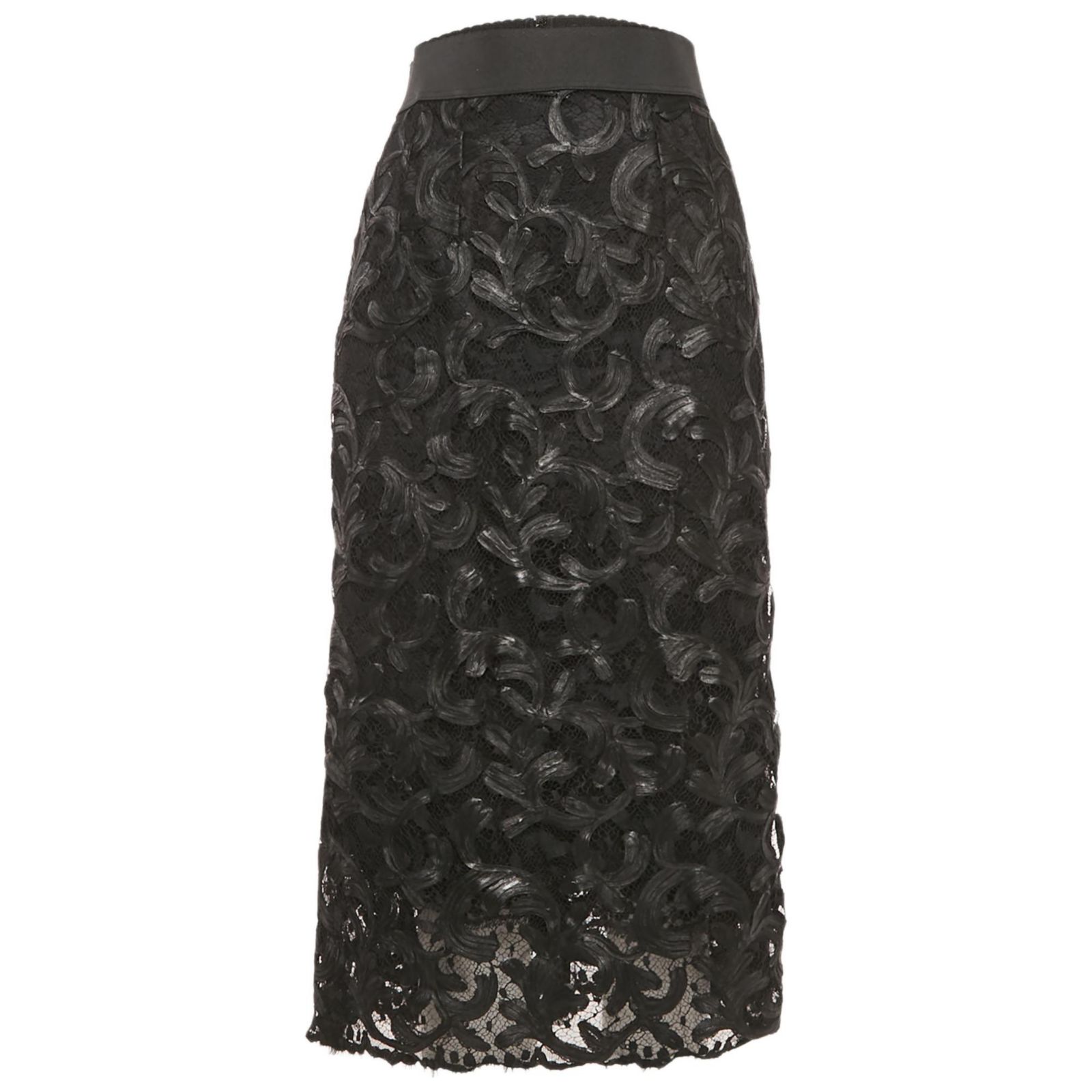Pre-Owned Dolce & Gabbana Women's Black Lace Midi Skirt