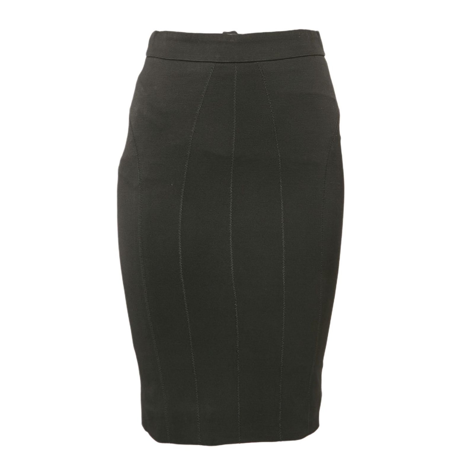 Pre-Owned Dolce & Gabbana Женская Black Textured Stretch Crepe Knee-Length Skirt