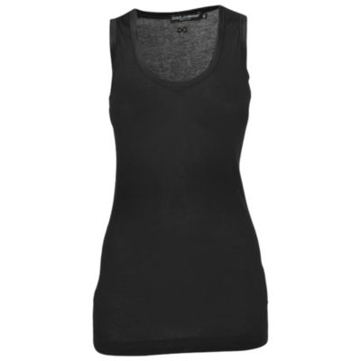 Женский трикотажный топ Dolce & Gabbana Black Cotton Knit & Satin Trim Tank Top (б/у)