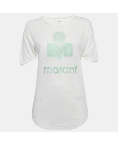 Isabel Marant Women's Etoile топ из льняного джерси с принтом логотипа foil