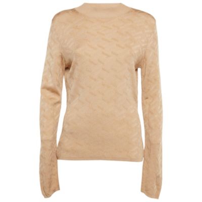 Pre-Owned Versace Women's Dark Beige Rib Knit Sweater