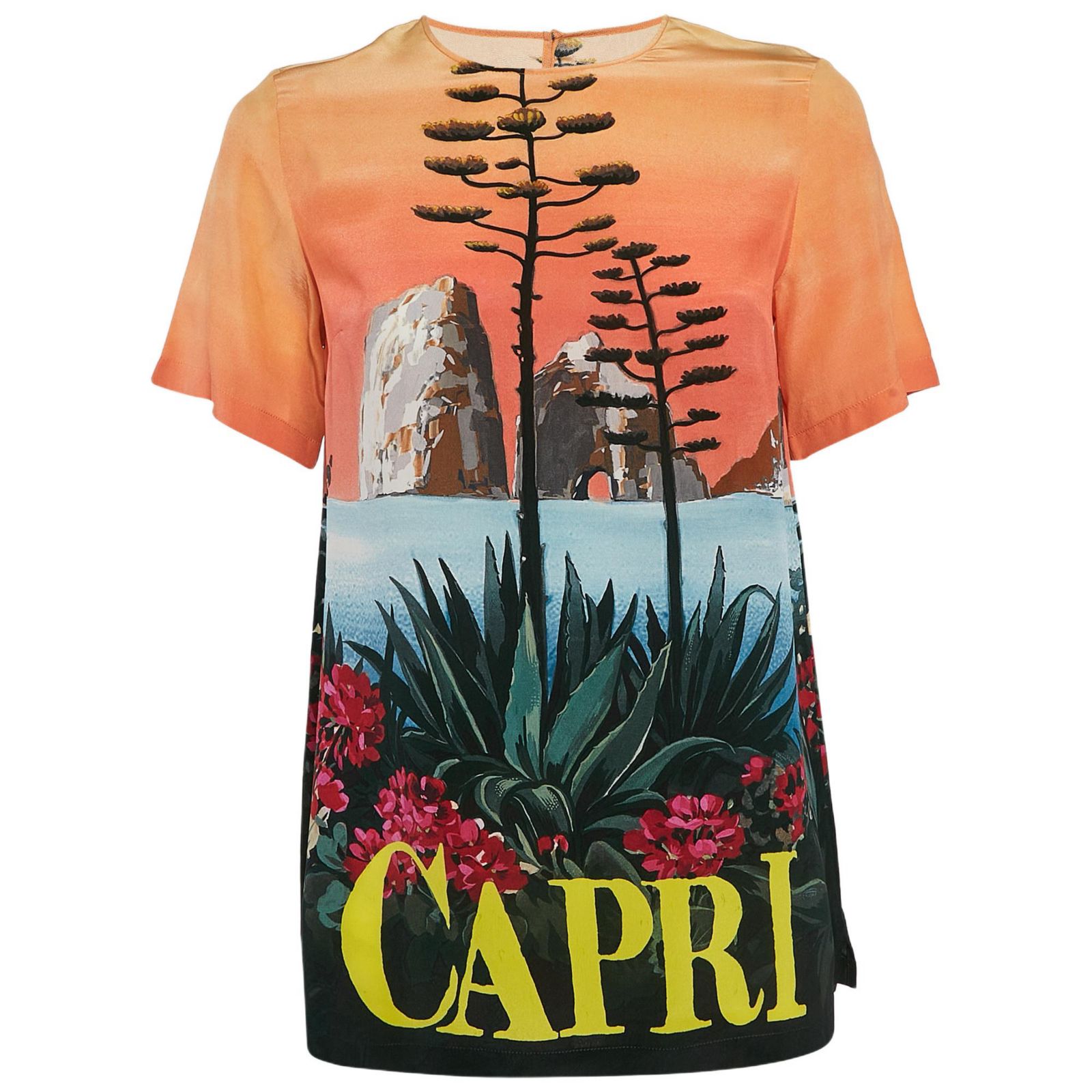 Pre-Owned Dolce & Gabbana Women's Multicolor Capri Print Silk Top