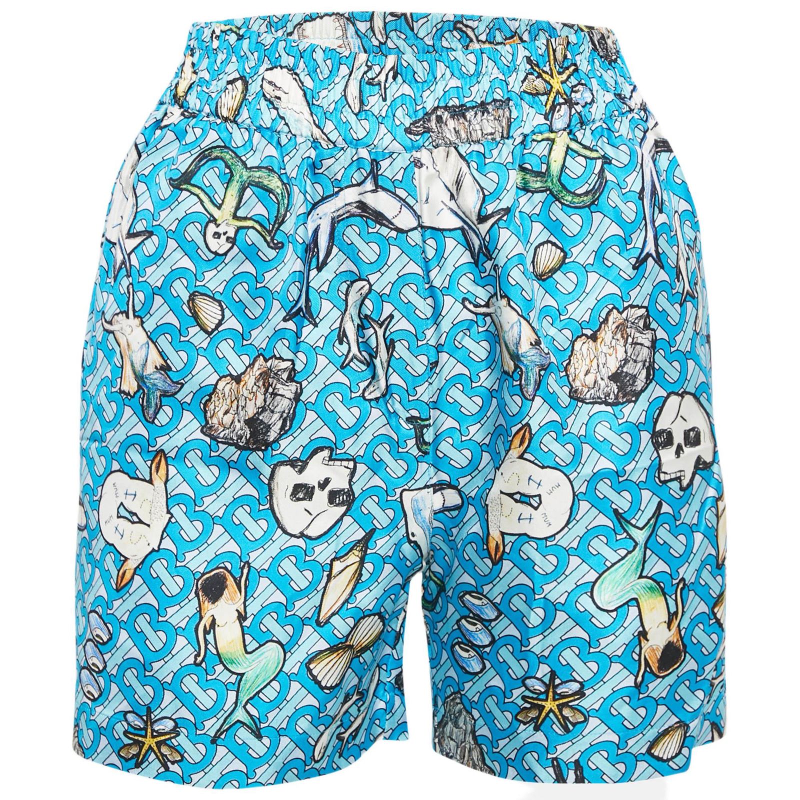 Pre-Owned Burberry Women's Blue Tawney Print Silk Shorts