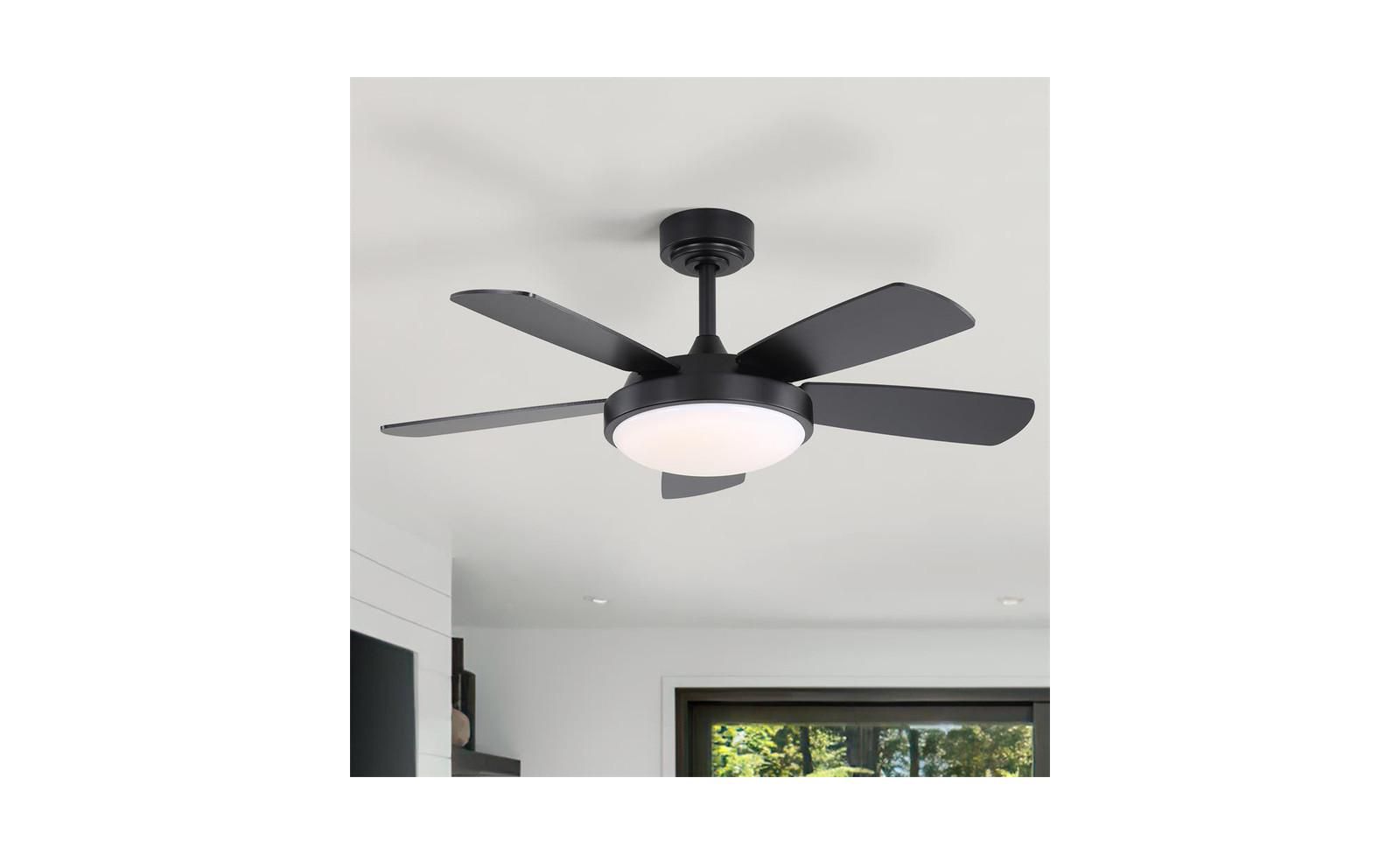 42-inch Modern Black 5-Blade Ceiling Fan with Light and Remote Control