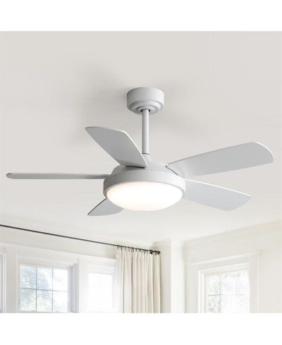 Потолочный вентилятор Sofucor 42-inch Modern White, 5 лопастей, с освещением и пультом управления