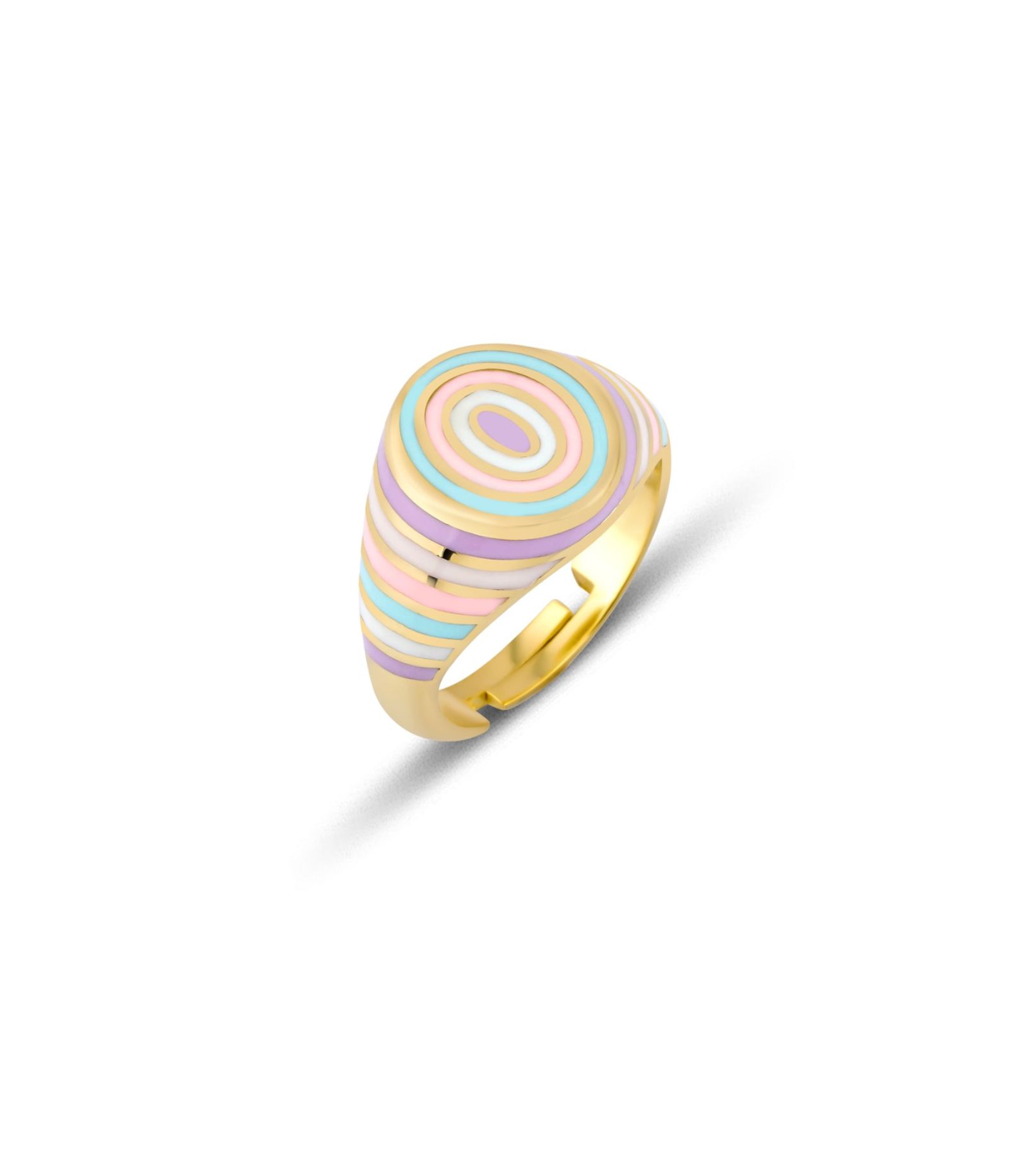 Spero London Multi Pastel Color Enamel Sterling Signet Ring