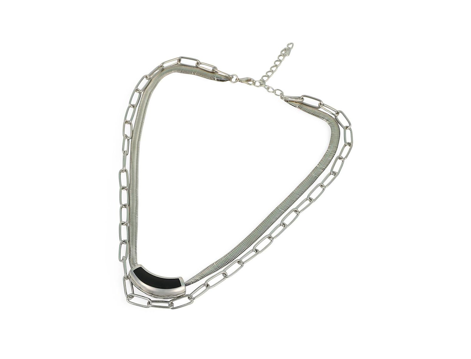 SOHI Women's The Sylvan-Snakechain Multi-Layer Necklace - Chrome