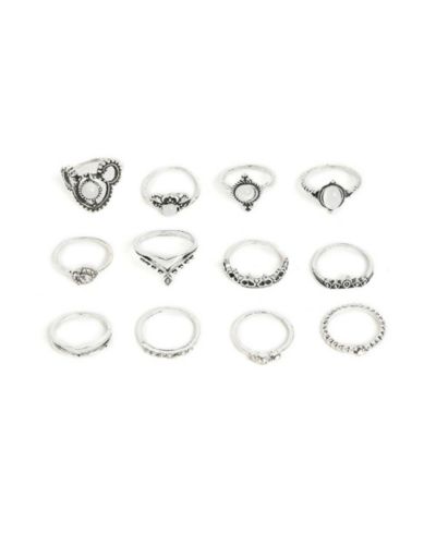 Женские кольца SOHI Silver Pack Of 12 Oxidized