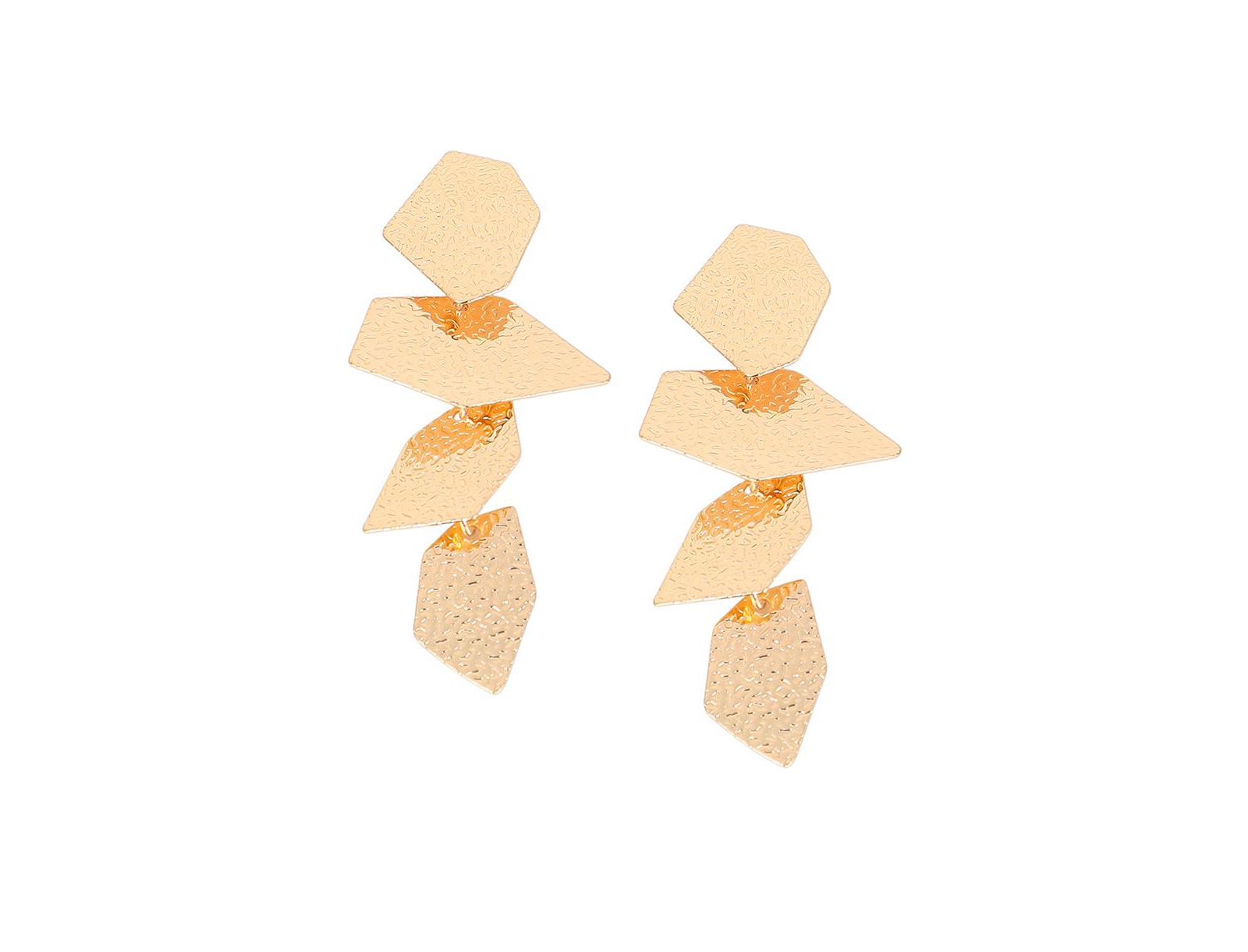 Women's The Dented-Geometric Drop Earrings - Antique