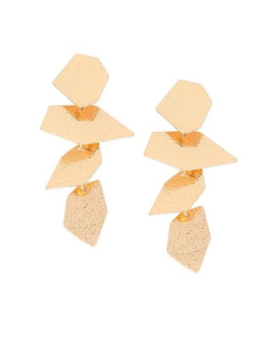 Women's The Dented-Geometric Drop Earrings - Antique