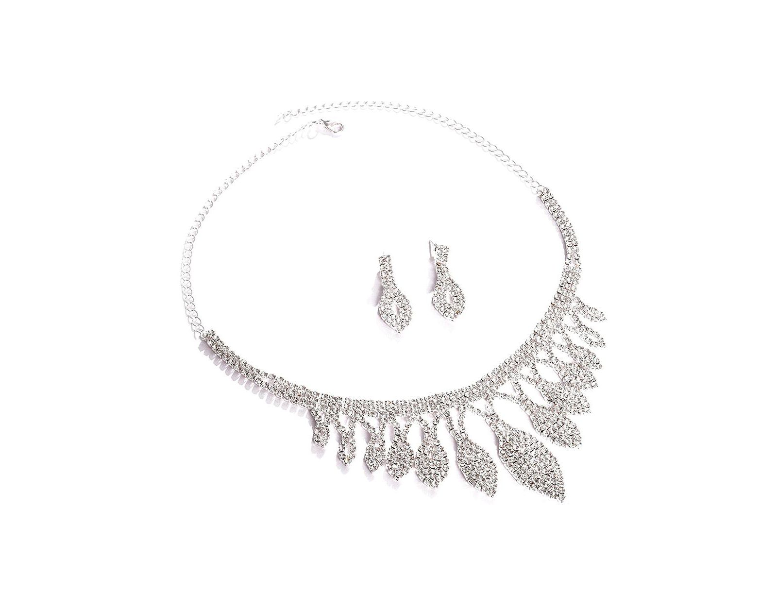 SOHI Women's Bling Teardrop Necklace And Earrings ()