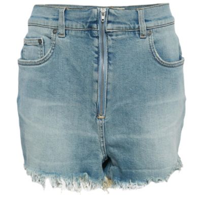 Pre-Owned Givenchy Women's Blue Washed Denim Raw Edge Detail Shorts