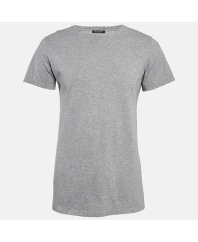 Pre-Owned Balmain Men's Cotton Crew Neck Distressed T-Shirt