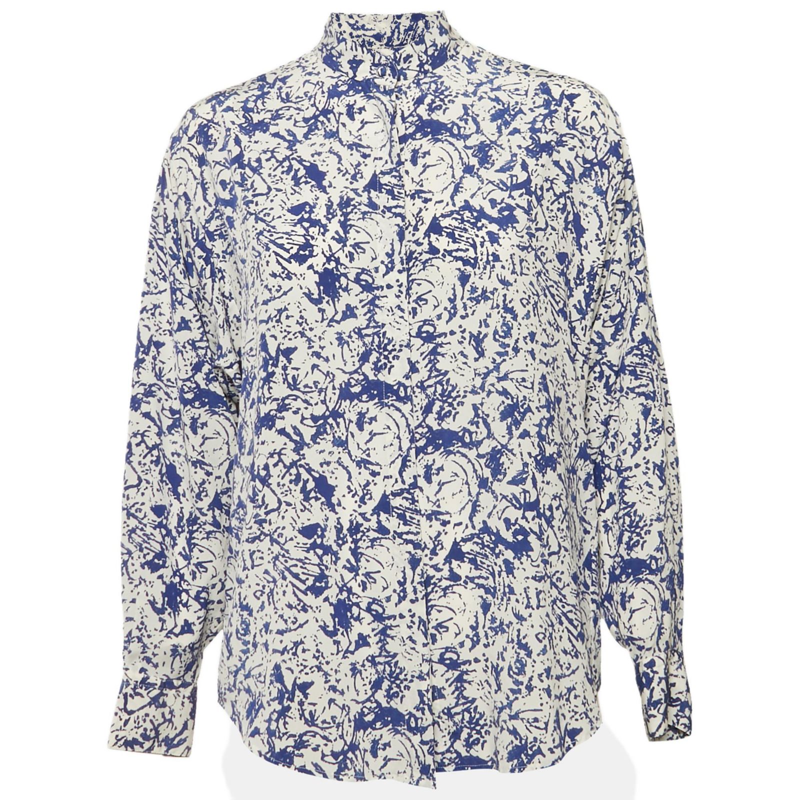 Pre-Owned Isabel Marant Women's White/blue Printed Silk Button Front Cade Top