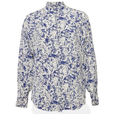 Pre-Owned Isabel Marant Women's White/blue Printed Silk Button Front Cade Top