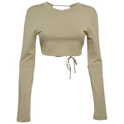 Jacquemus Женский хлопковый кроп-топ Sage Green с открытой спиной, б/у