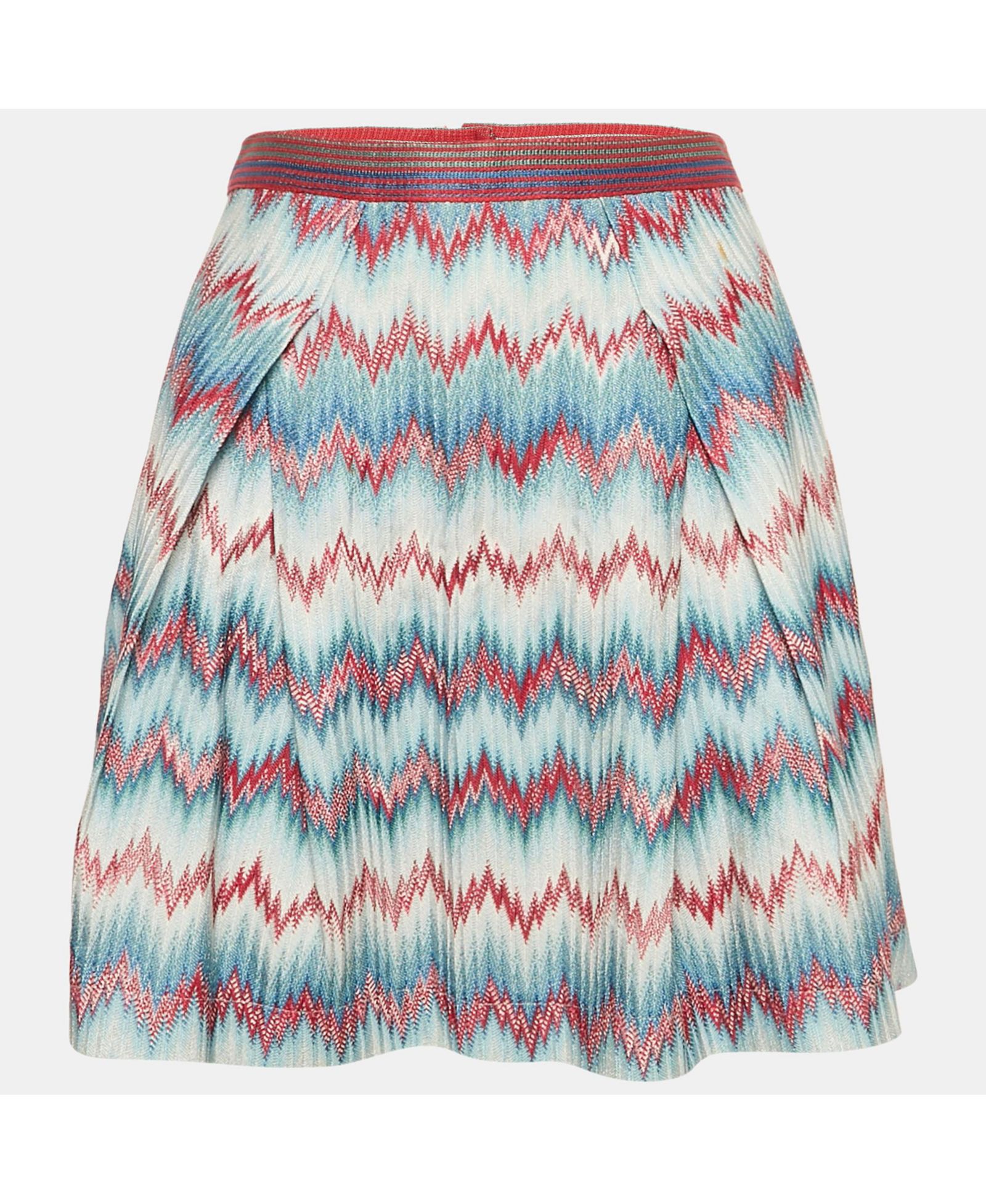 Pre-Owned Missoni Women's Blue Chevron Pattern Knit Mini Skirt