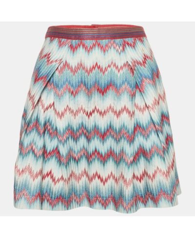 Pre-Owned Missoni Women's Blue Chevron Pattern Knit Mini Skirt