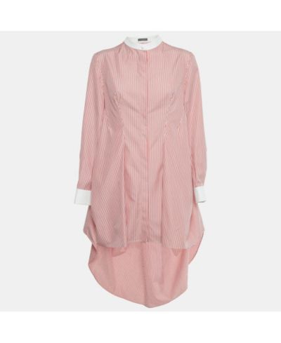 Pre-Owned Alexander Mcqueen Women's Red /white Striped Cotton High Low Shirt Dress