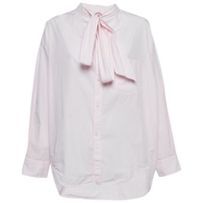 Б/у объемная рубашка Balenciaga с полосками и завязками на шее, Женская