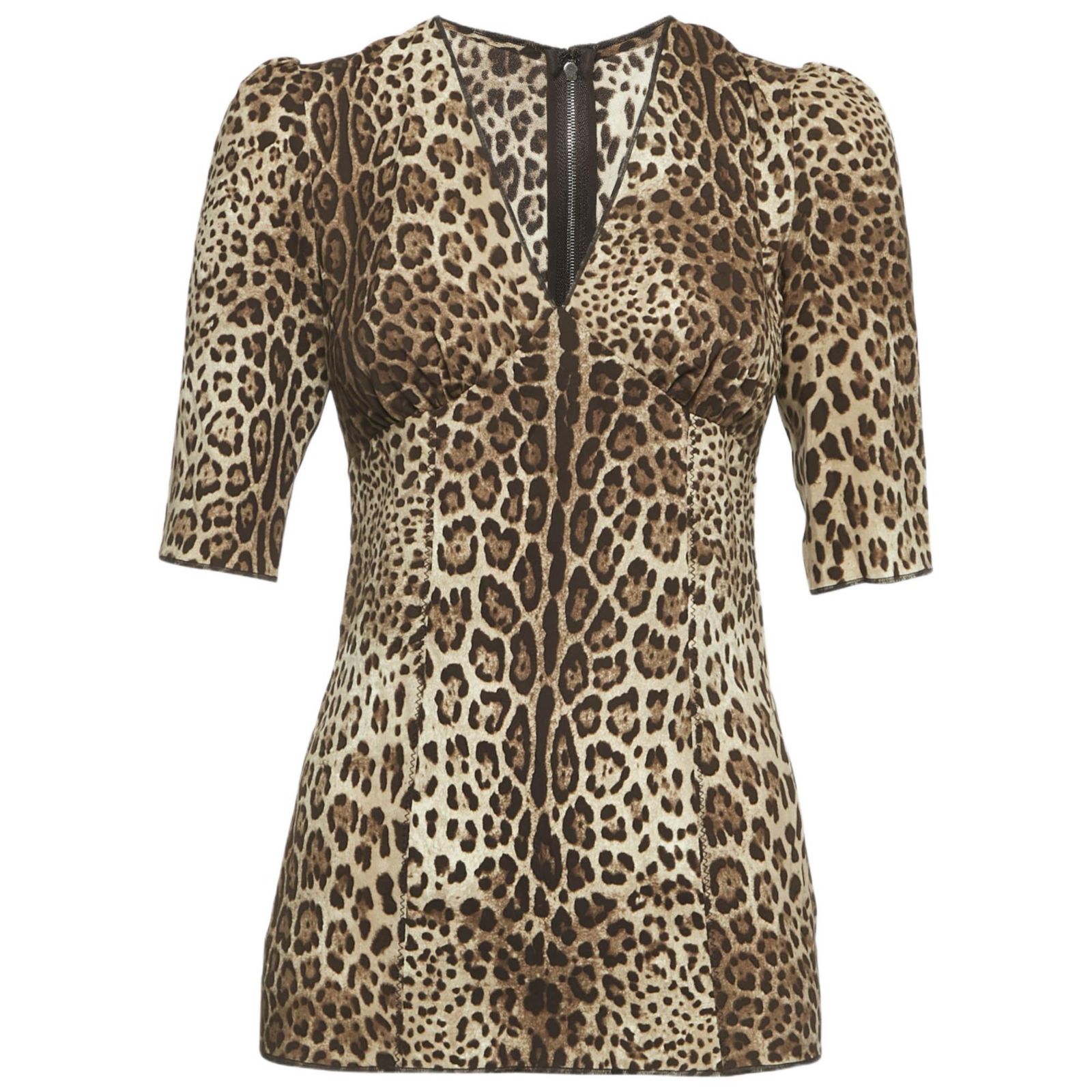 Pre-Owned Dolce & Gabbana Women's Brown Leopard Print Silk Blouse