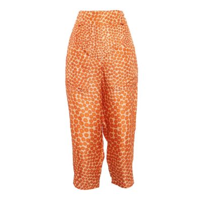Женские шелковые брюки Pre-Owned Stella McCartney с цветочным принтом Orange Ditsy