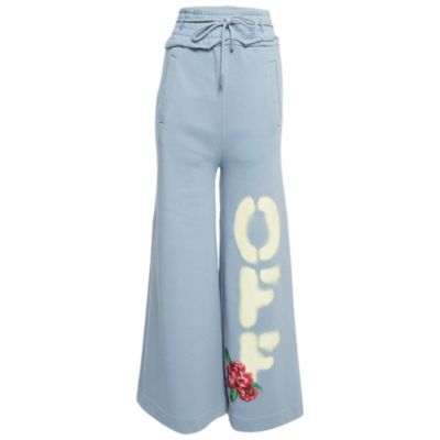 Pre-Owned Off-White Women's Blue Cotton Wide Leg Sweatpants