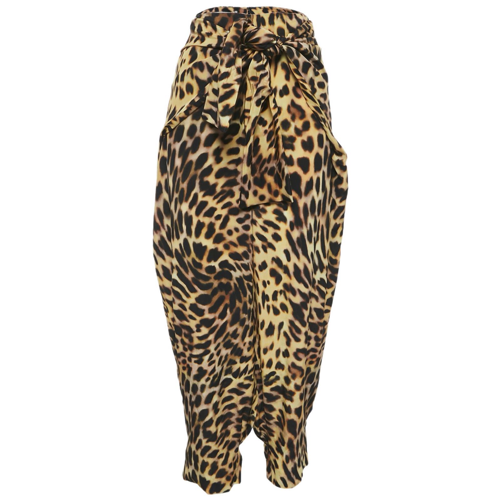 Pre-Owned Stella Mccartney Women's Brown Leopard Print Silk Tie-Up Trousers