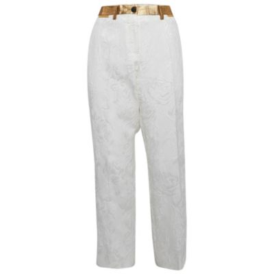 Женские брюки Dolce & Gabbana White Floral Jacquard Contrast Trimmed