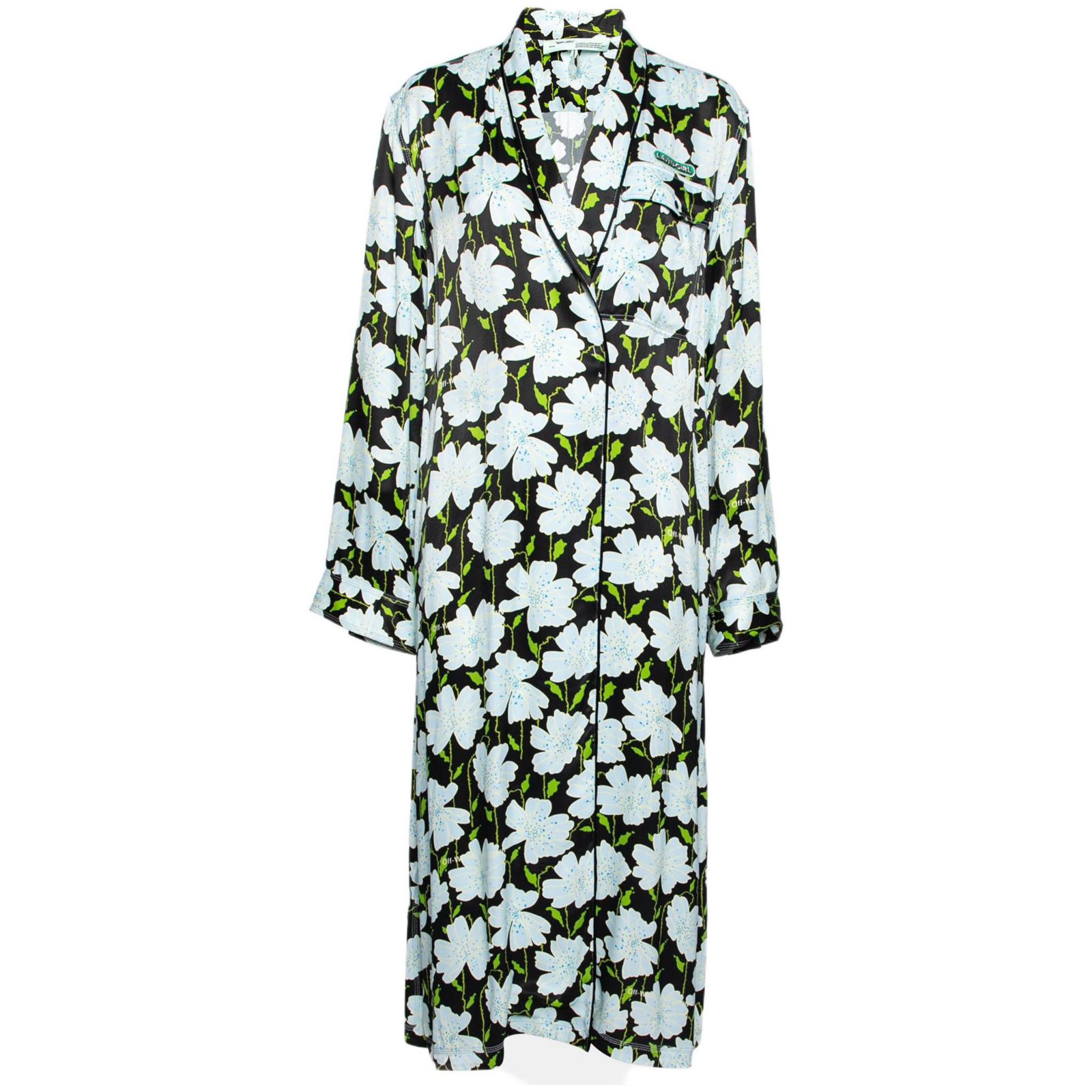 Женское легкое пальто Pre-Owned Off-White Blue Floral Printed Satin Open Front