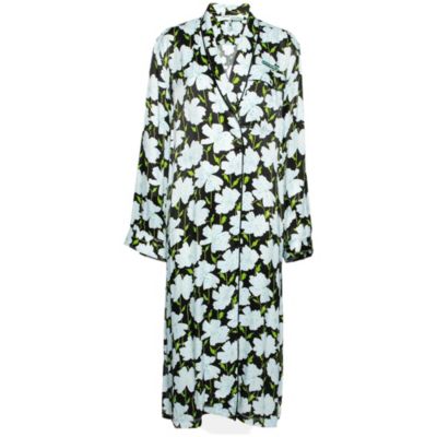 Женское легкое пальто Pre-Owned Off-White Blue Floral Printed Satin Open Front