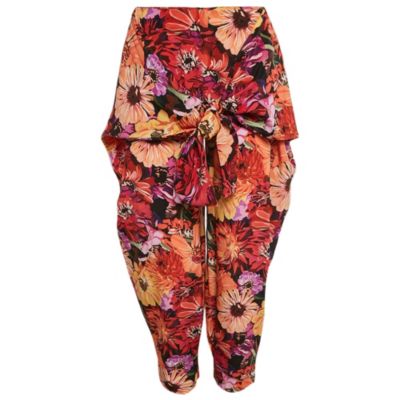 Женские шелковые брюки Stella McCartney Red Floral Print Tie-Up (б/у)