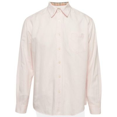 Pre-Owned Burberry Men's Pink Linen Long Sleeve Shirt