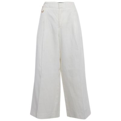 Женские укороченные брюки Jacquemus Off-White Linen Wide-Leg Cropped